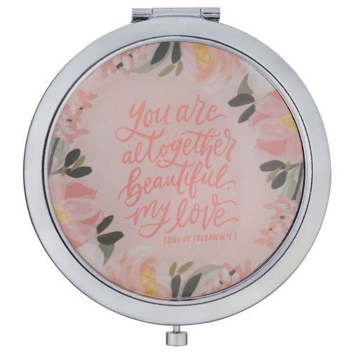 Altogether Beautiful Silver Metal Compact Mirror – Song of Solomon 4:7