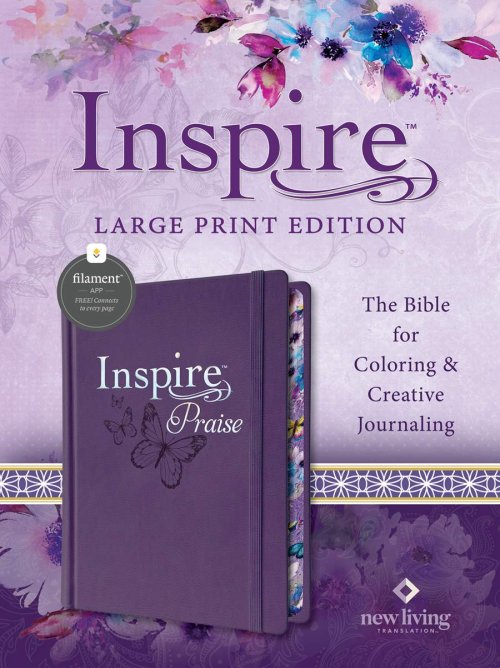 Inspire PRAISE Bible Large Print NLT, Filament Enabled (Hardcover LeatherLike, Purple)