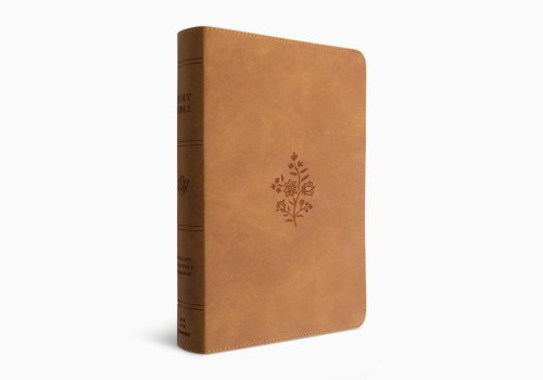 ESV Giant Print Personal Size Bible, Red Letter, Thumb Indexed (TruTone, Nubuck Caramel, Wildflower Design)