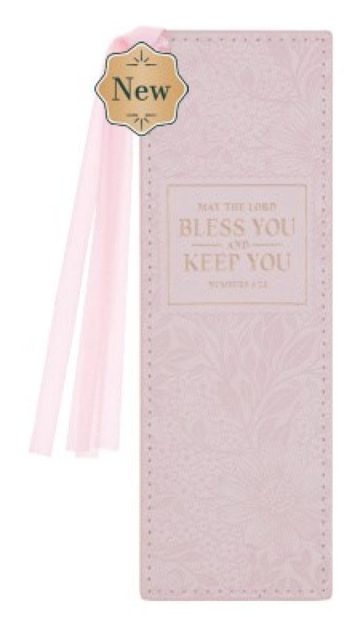 Bookmark Faux Leather Pink Bless You and Keep You Num. 6:24