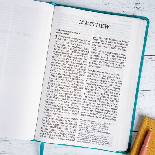 NASB Giant Print Reference Bible, Teal Leathertouch