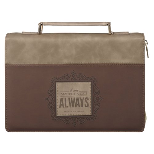 Bible Cover Fashion Two-tone Brown I Am With You Always Matt. 28:20