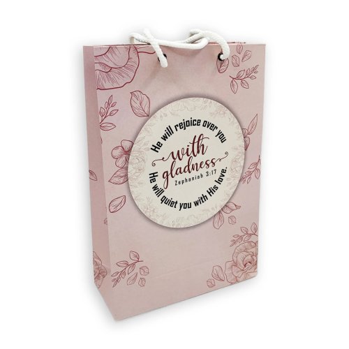 Medium Gift Bag – "He Will Rejoice Over You with Gladness" (Zephaniah 3:17)