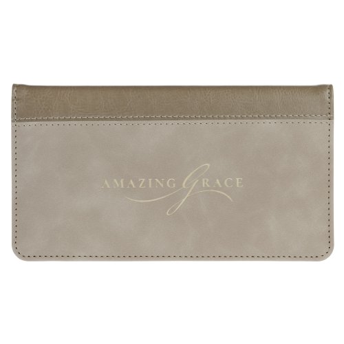Checkbook Wallet Taupe Amazing Grace Isa. 53:5
