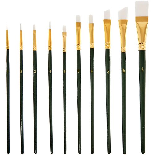 Acrylic & Oil Synthetic Paint Brush Set (Pack of 10)
