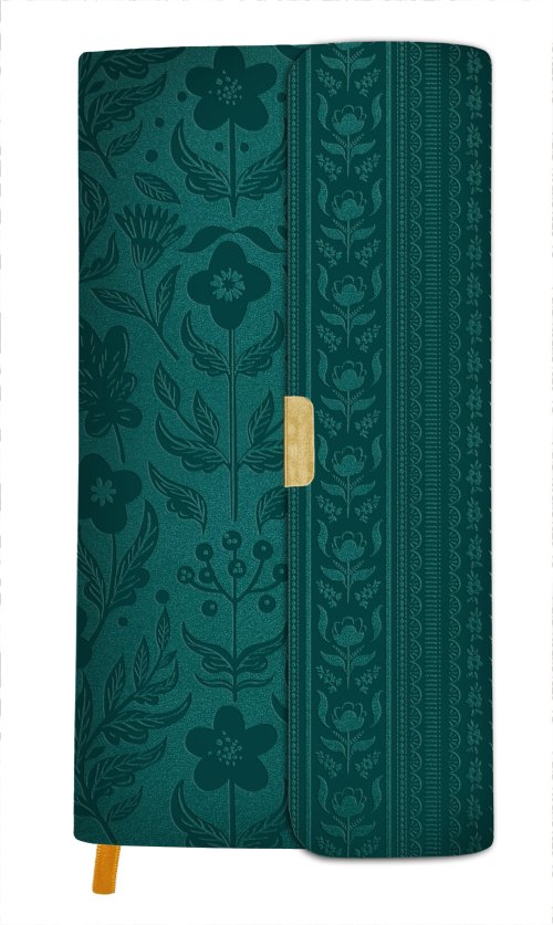 KJV Compact Bible [Dark Teal Florals with Clasp]