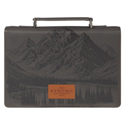 Bible Cover Classic Gray Be Strong And Courageous Josh. 1:9