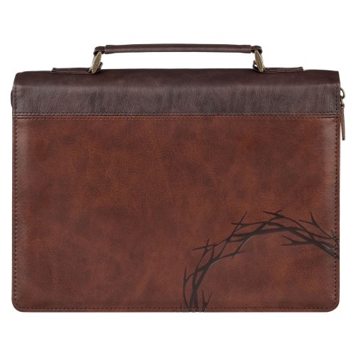 Crown of Thorns Brown Faux Leather Classic Bible Cover - Isaiah 53:3