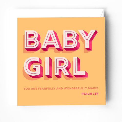 Baby girl greeting card with bible verse on cover