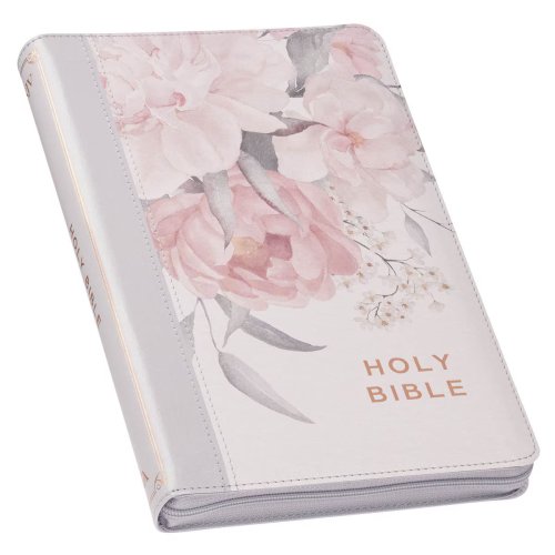 KJV Bible Deluxe Gift Faux Leather, Floral Printed w/zipper