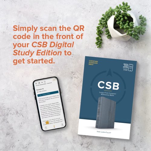 CSB Large Print Compact Reference Bible, Digital Study Edition, Slate LeatherTouch