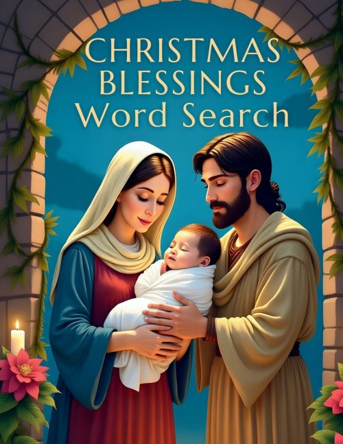 Christmas Blessings Word Search : 50 Engaging Puzzles that Explore the Light, Love, and Meaning of Jesus' Birth plus 10 Bonus Coloring Pages!