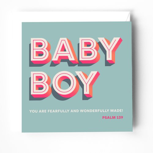 Baby boy greeting card with bible verse on cover