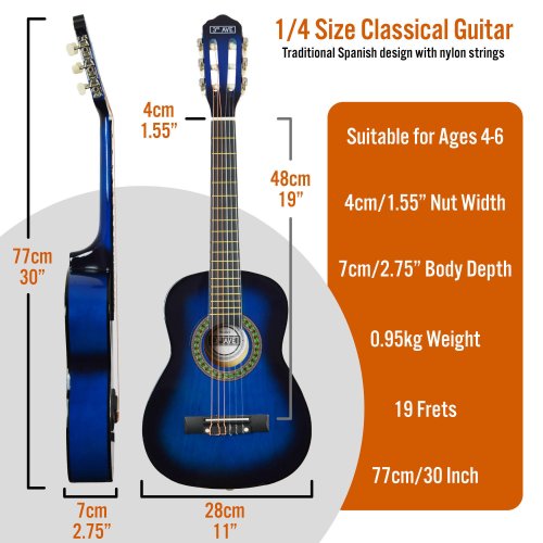 3rd Avenue 1/4 Size Classical Guitar Pack - Blueburst