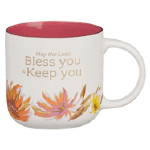 Mug Pink Floral Bless You & Keep You Num. 6:24