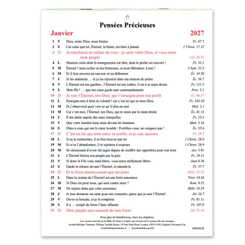 French Golden Thoughts Calendar 2027