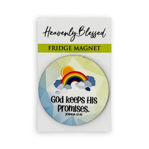 Round Fridge Magnet – "God keeps His promises" (Joshua 21:45)