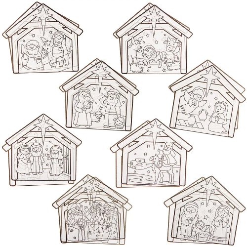 Nativity Colour-In Window Decorations - Pack of 16