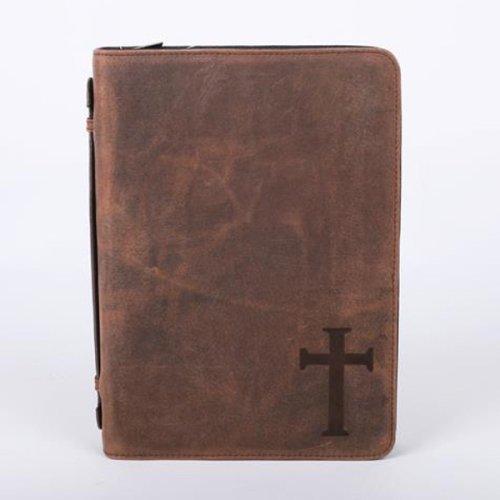 Bible Cover Cross Buffalo Leather Large