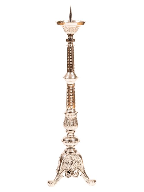 Nickel Plated Altar Candle Stand H 62 cm