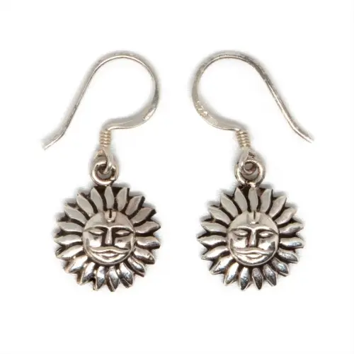 Sun Nepalese Silver Earrings