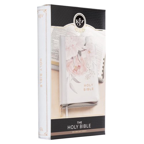 KJV Bible Deluxe Gift Faux Leather, Floral Printed w/zipper