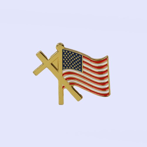 Cross & Flag Lapel Pin - Pack of 3
