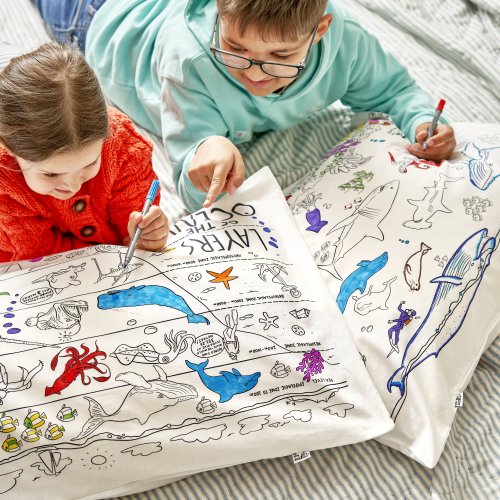Under the Sea Pillowcase - Colour in and Learn