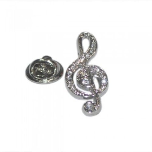 Crystal Encrusted Treble Clef Lapel Pin Badge (X2AJTP151)