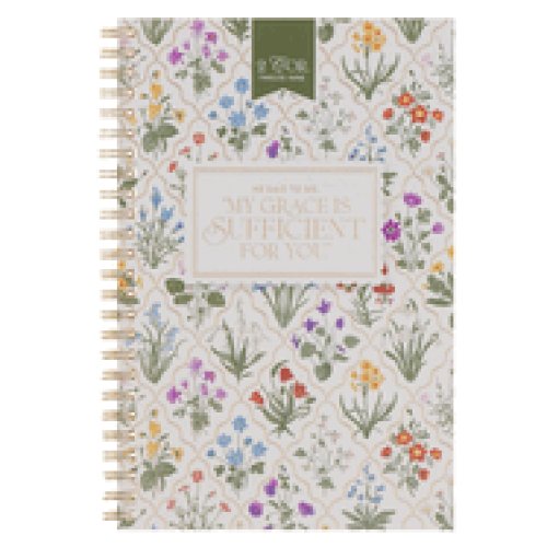 Notebook Spiral Cream Floral My Grace Is Sufficient 2 Cor. 12:9