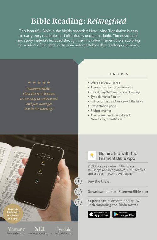 NLT Thinline Reference Bible, Filament Enabled (Genuine Leather, Olive Green, Indexed, Red Letter)