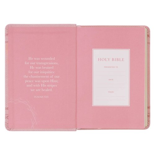 KJV Crown of Thorns Pink faux Leather Large Print Compact King James Bible