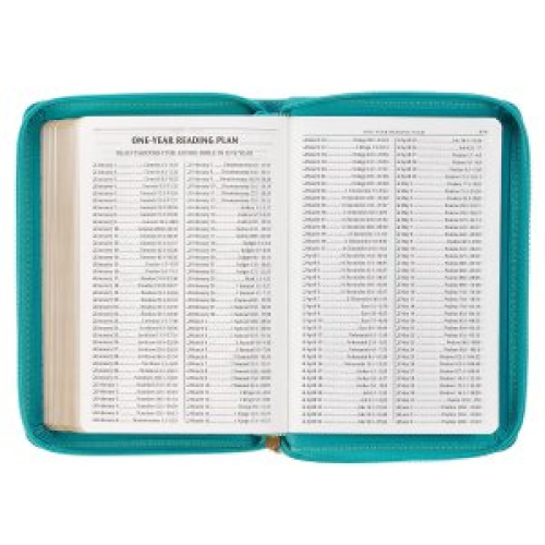 KJV Bible Compact Faux Leather, Teal w/zipper