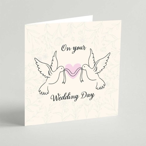 On Your Wedding Day Doves Square Card