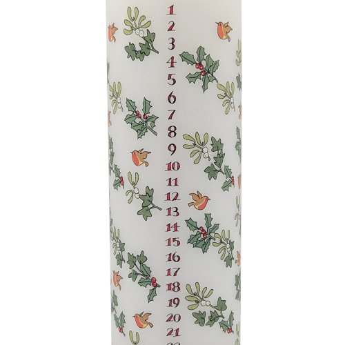 20cm Holly and Ivy Pillar Advent Candle - Single