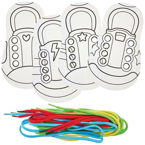 Learn To Tie Shoelaces Colour-In Kits (Pack of 8)