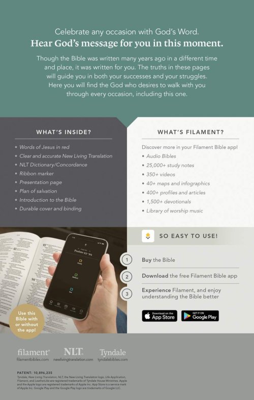 Premium Gift Bible NLT, Filament Enabled (LeatherLike, Teal Cross, Red Letter)