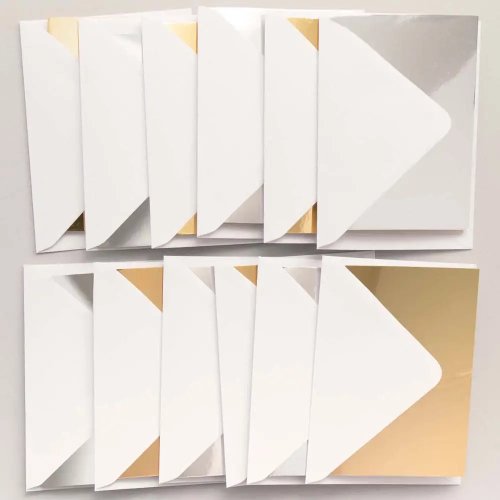 Metallic Gold & Silver Cards (Pack of 12)