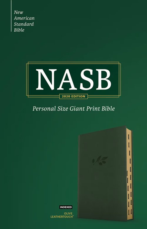 NASB Personal Size Giant Print Bible, Olive, Indexed