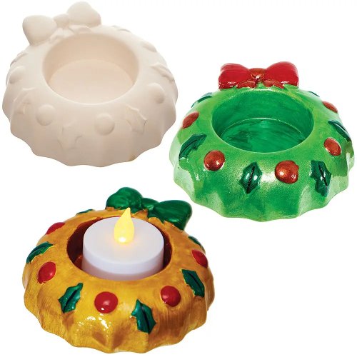 Wreath Ceramic Tealight Holders (Pack of 2)