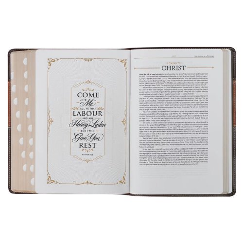 KJV Study Bible Faux Leather, Two-tone Brown with Thumb Index