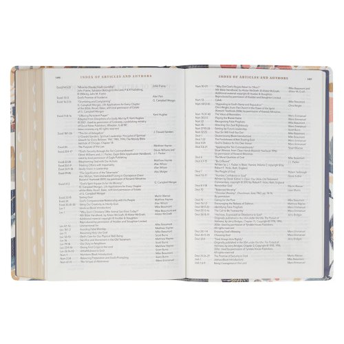 NLT, The Spiritual Growth Bible Faux Leather, Navy with leaves