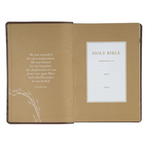 KJV Bible Giant Print Full-size Faux Leather, Crown of Thorns, Brown