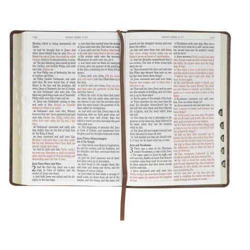 KJV Bible Giant Print Full-size Faux Leather, Crown of Thorns, Brown