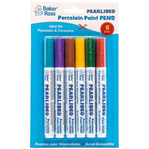 Pearlised Porcelain Paint Pens (Set B Pack of 6)