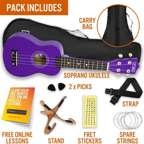 3rd Avenue Soprano Ukulele Pack - Purple