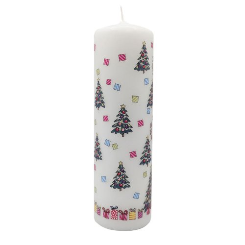 20cm Christmas Trees Pillar Advent Candle - Single