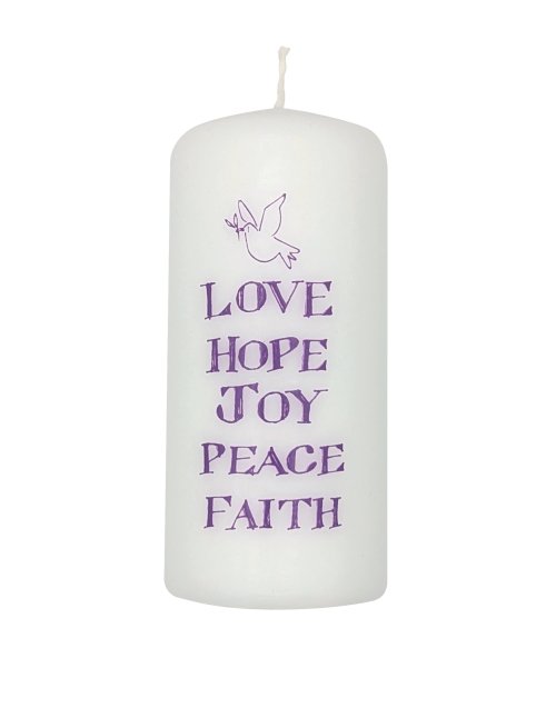 Love, Hope, Joy, Peace, Faith - Pillar Candle