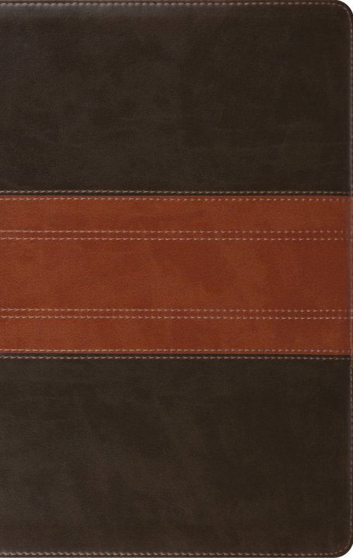 ESV Giant Print Personal Size Bible, Red Letter, Indexed (TruTone, Forest/Tan, Trail Design)