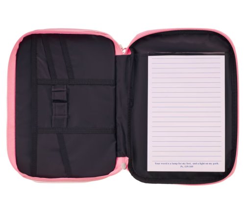 Two-fold Pink Faux Leather Organiser Bible Cover - Extra Large